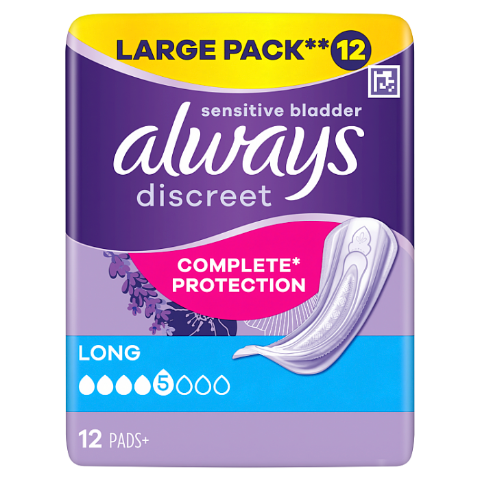 Always Discreet Incontinence Pads Long (Pack of 12)