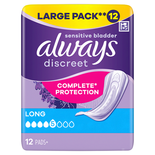 Always Discreet Incontinence Pads Long (Pack of 12)