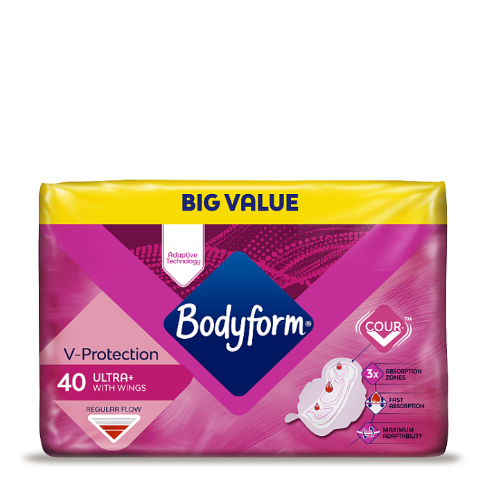 Bodyform Cour-V Ultra Normal Sanitary Towels Wings, 40 pack