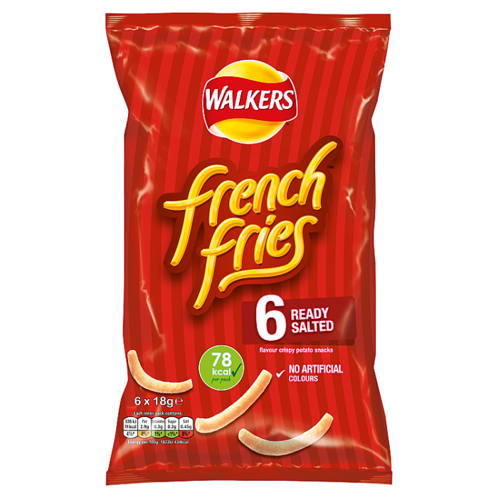 Walkers French Fries Ready Salted Multipack Snacks Crisps, (Pack of 6)