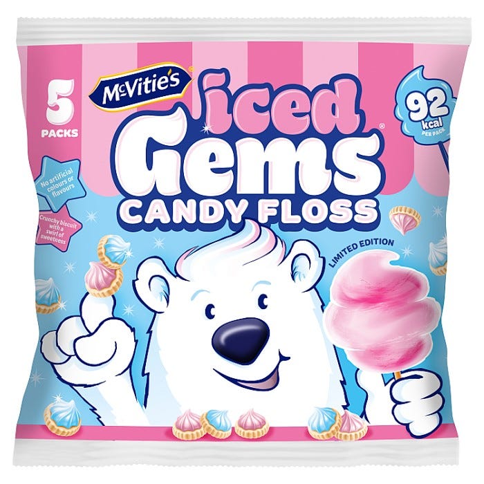 McVities's Iced Gems Candy Floss Flavour (Pack of 5)