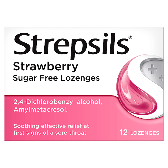 Strepsils Strawberry Sugar Free Lozenges (Pack of 12)