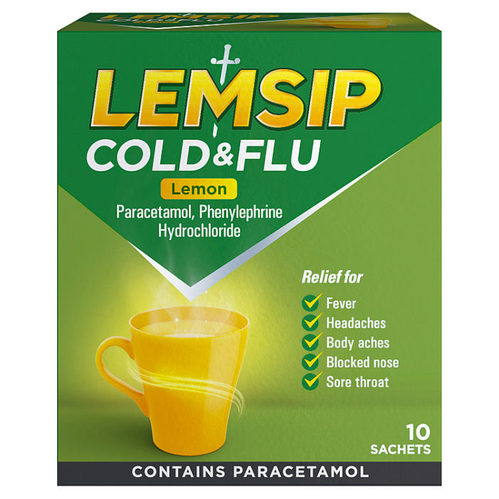 Lemsip Cold & Flu Lemon Sachets (Pack of 10)