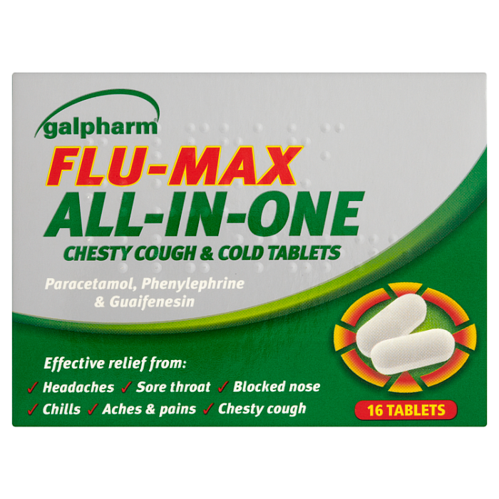 Galpharm Flu-Max All-In-One Chesty Cough & Cold Tablets (Pack of 16)