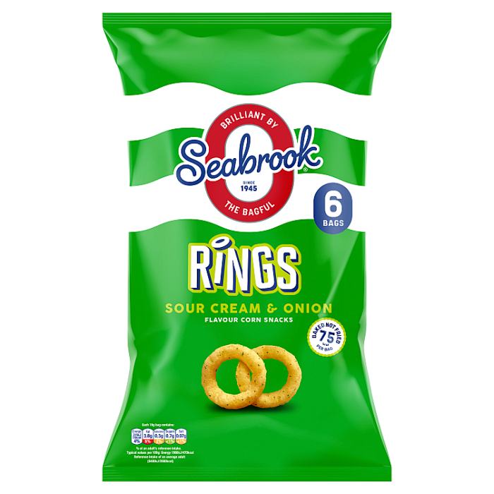 Seabrook Sour Cream & Onion Rings, 16g (Pack of 6)