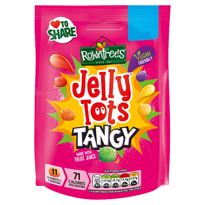 Rowntree's Jelly Tots Tangy Sweets Sharing Bag, 140g